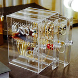 Jewelry Storage Box Earring Display Drawer Organizer Necklace Display