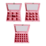 Velvet Jewelry Earring Organizer Display Case with Glass Lid