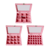 Velvet Jewelry Earring Organizer Display Case with Glass Lid