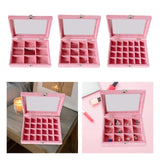 Velvet Jewelry Earring Organizer Display Case with Glass Lid