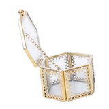 Mini Hexagonal Glass Heart Jewelry Box