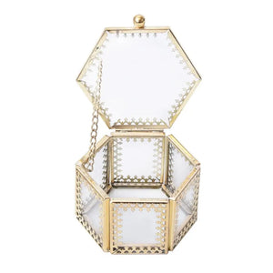 Mini Hexagonal Glass Heart Jewelry Box
