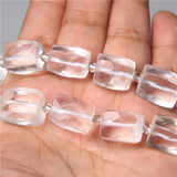Clear Quartz Crystal Faceted Cube Tube Spacer Beads
