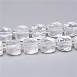 Clear Quartz Crystal Faceted Cube Tube Spacer Beads