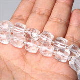 Clear Quartz Crystal Faceted Cube Tube Spacer Beads