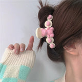 Pink Peach Hair Clip Sweet Bow Hairpin