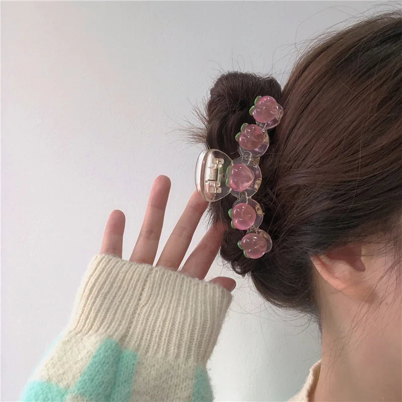 Pink Peach Hair Clip Sweet Bow Hairpin