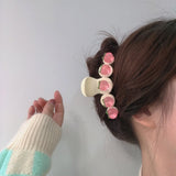 Pink Peach Hair Clip Sweet Bow Hairpin
