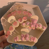 Pink Peach Hair Clip Sweet Bow Hairpin