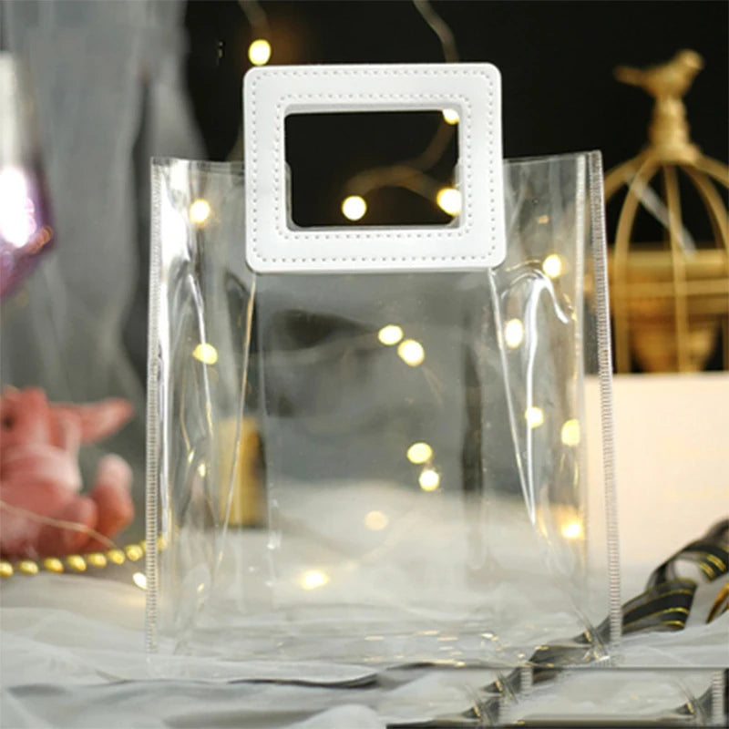 Clear Plastic PVC Bags with Handles DIY Jewelry Box Gift Tote Wedding Party