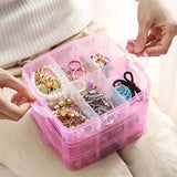 Transparent Portable Large Jewelry Organizer with Removable Grids