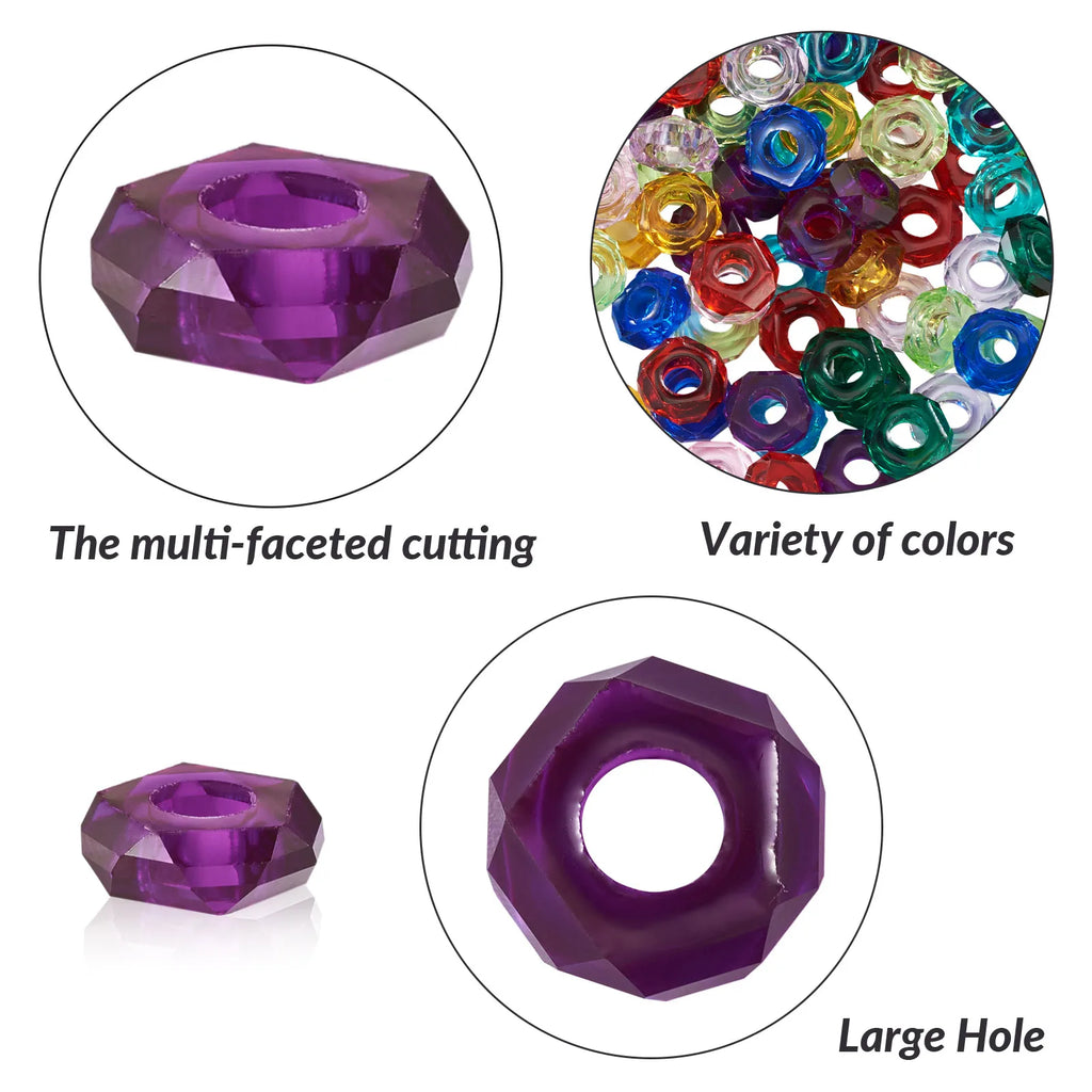 180pcs Transparent Resin European Beads Large Hole Bead DIY Jewelry Making