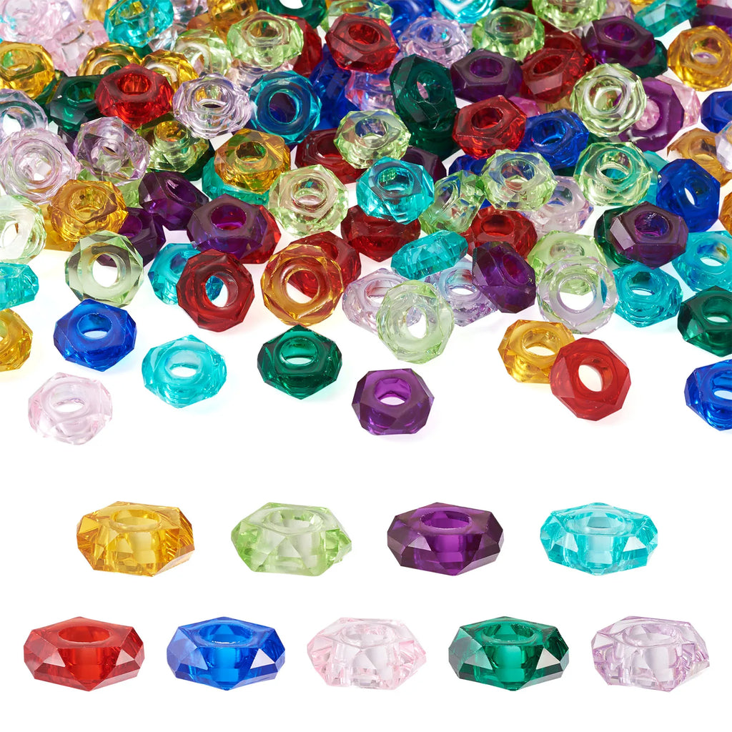 180pcs Transparent Resin European Beads Large Hole Bead DIY Jewelry Making