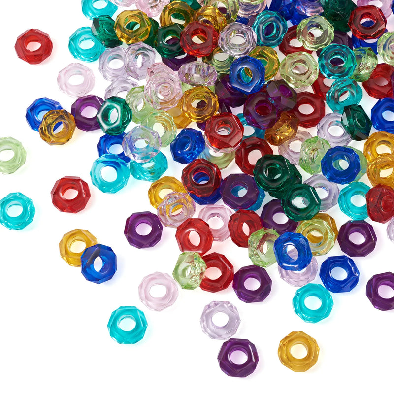 180pcs Transparent Resin European Beads Large Hole Bead DIY Jewelry Making