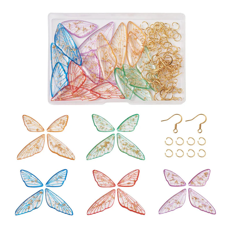 Resin Pendant Dangle Chams with Butterfly Wing Design for DIY Earrings