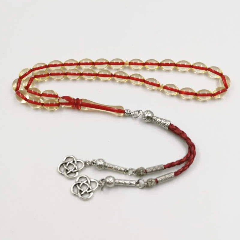 Transparent Resin Tasbih Islam Rosary Muslim Red Bracelet 33 Beads