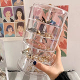 Rotating Dustproof Jewelry Box Multilayer Organizer Case