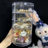 Multilayer Rotating Jewelry Box Organizer Dustproof Case