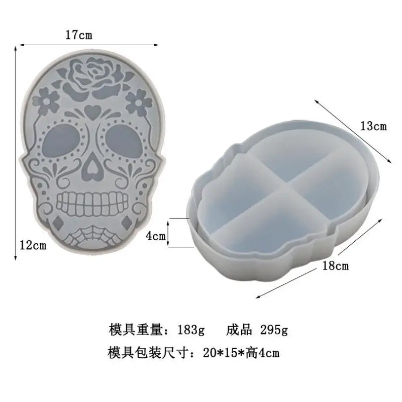 Silicone Mould Skull Coffin Storage Box Epoxy Resin Mold