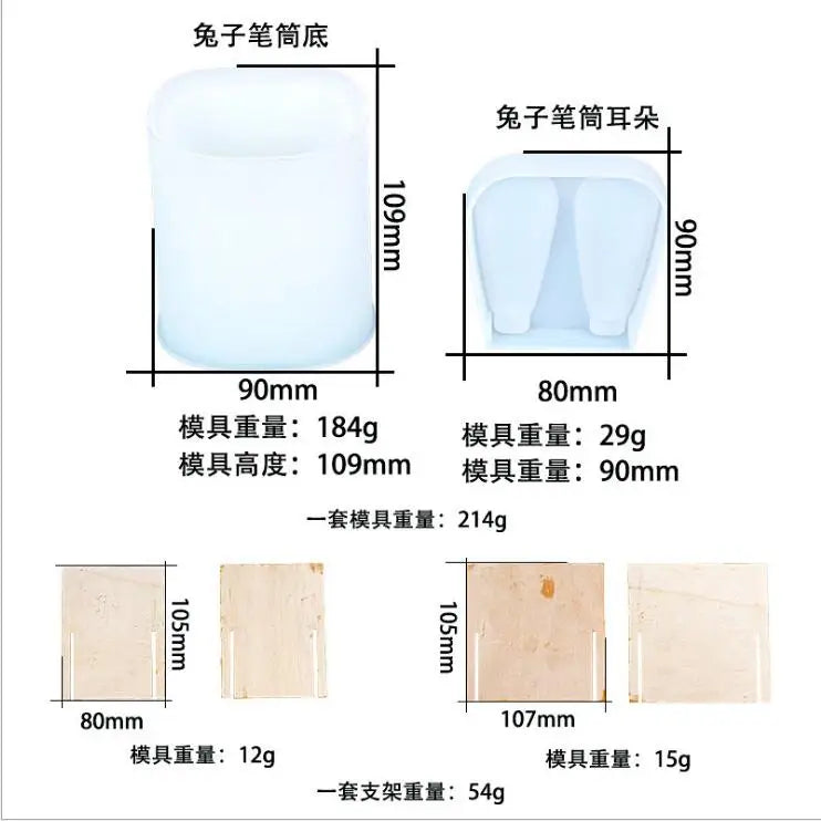 Silicone Mould Dried Flower Resin Craft DIY Mold Rabbit Pen Holder