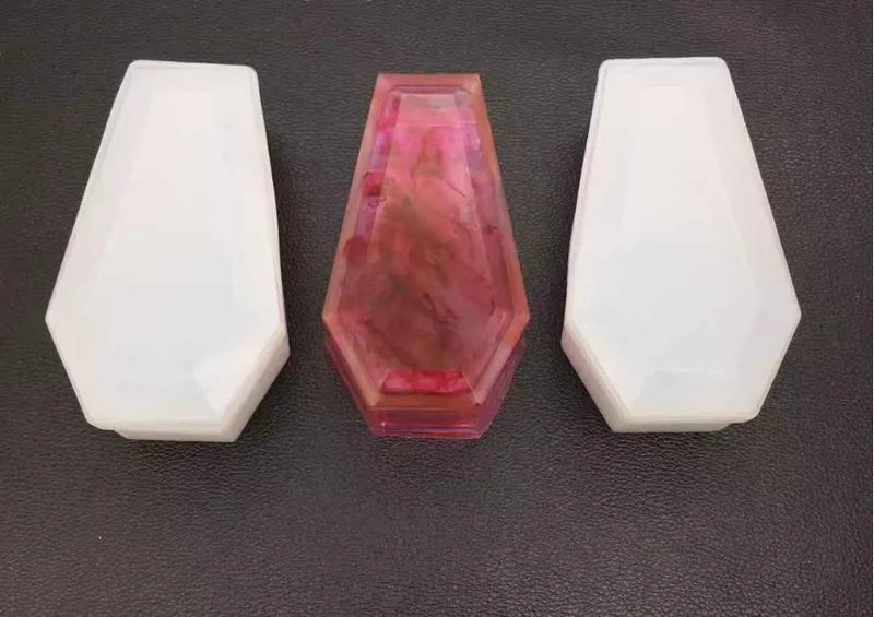 Silicone Mould Necklace Lanugo Mold Resin Craft DIY Coffin Storage Box Epoxy Res