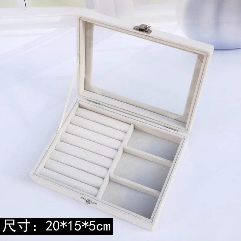 Velvet Jewelry Box Organizer for Women - Travel Storage Display Case