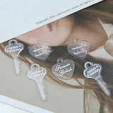 40pcs Geometric Key/Hearts Resin Charms for DIY Jewelry - Women Accessories