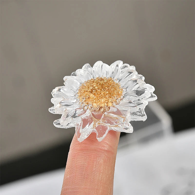 Resin Flower Mosaic Platinum Daisy Earrings DIY Accessories
