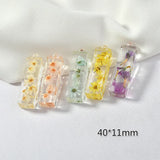 Rectangular dried flower pendant DIY earrings 2pcs