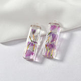 Rectangular dried flower pendant DIY earrings 2pcs