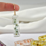 Rectangular dried flower pendant DIY earrings 2pcs