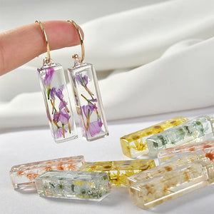 Rectangular dried flower pendant DIY earrings 2pcs