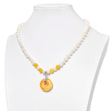 Natural Pearl Necklace with Copper Pendant 25*6mm