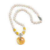 Natural Pearl Necklace with Copper Pendant 25*6mm
