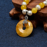 Natural Pearl Necklace with Copper Pendant 25*6mm