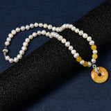 Natural Pearl Necklace with Copper Pendant 25*6mm