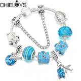 Travel Bag Beads Airplane Pendant Charm Bracelet For Women