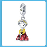 925 Silver Japanese Doll Kimono Dangle Charm Beads for Bracelet Necklace
