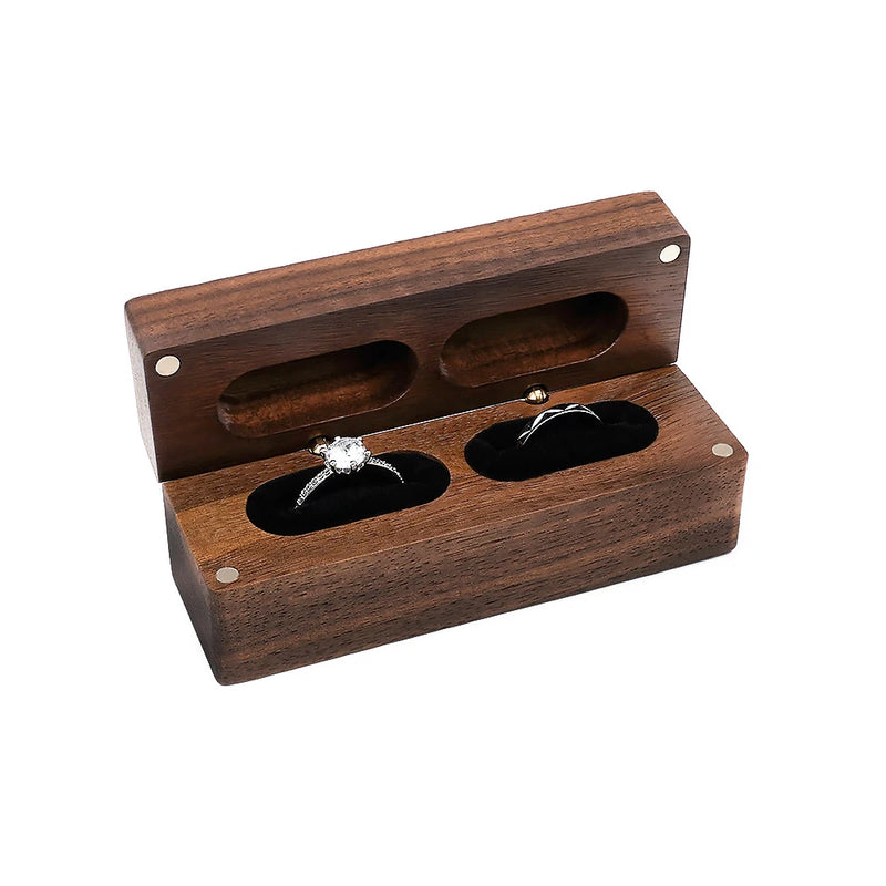 Wooden Jewelry Box Double Ring Box for Ladies