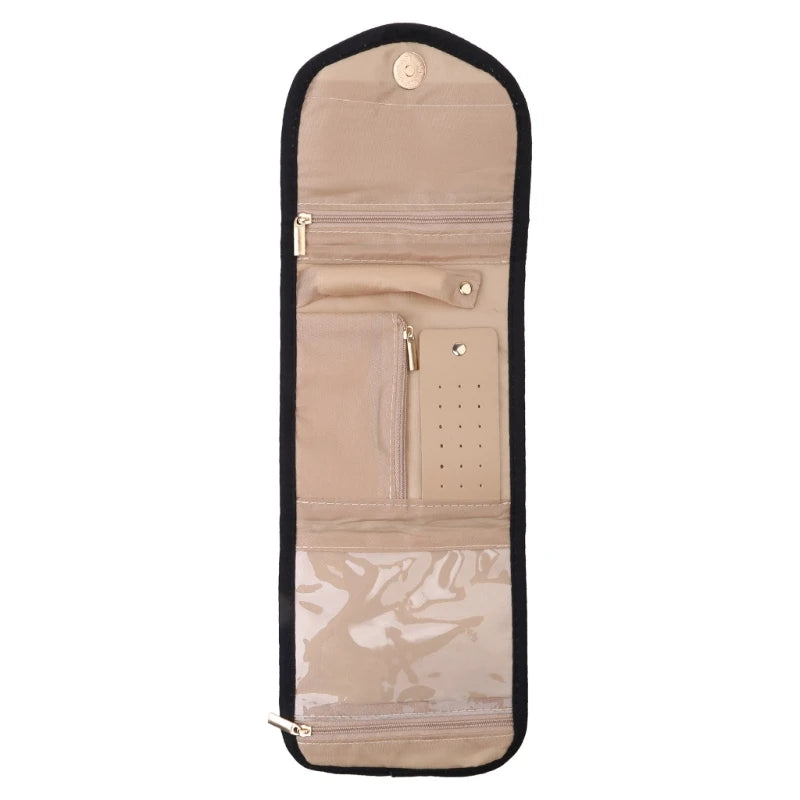 Travel Jewelry Organizer Roll Case with Hole
