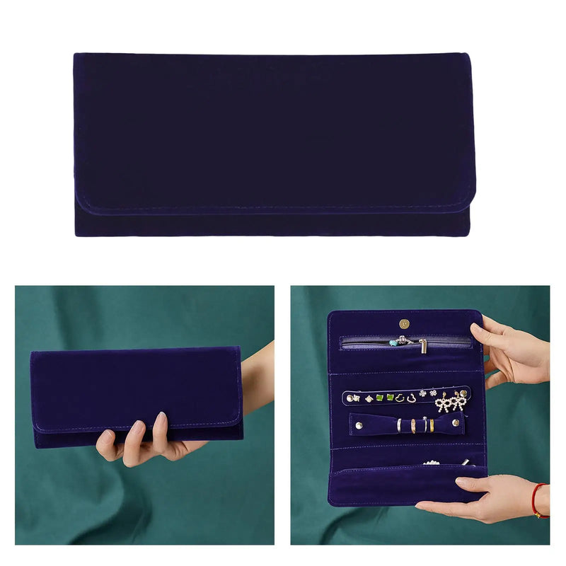 Travel Jewellery Organiser Roll Case Earrings Bracelet Ring Storage Gift