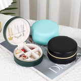 Portable Round Jewelry Case Box PU Leather