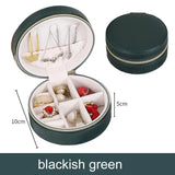 Portable Round Jewelry Case Box PU Leather