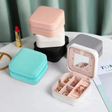 Travel Jewelry Case With Mirror Organizer Display Boxes Pu Leather