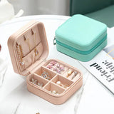 Travel Jewelry Case Zipper Bijoux Storage Box Velvet PU Leather Organizer Women