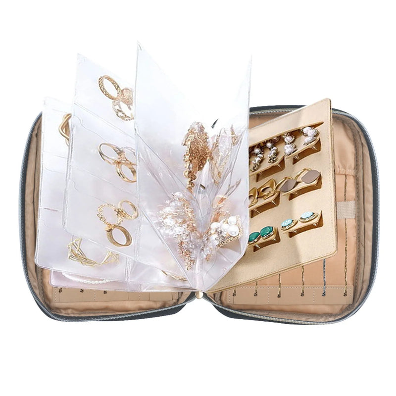Portable Travel Jewelry Organizer Case with Binder