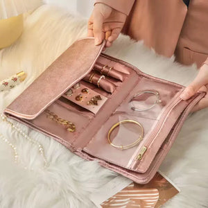 Travel Jewelry Organizer Roll - Rings Necklaces Bracelets Earrings Storage Bag