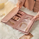 Travel Jewelry Organizer Roll - Rings Necklaces Bracelets Earrings Storage Bag
