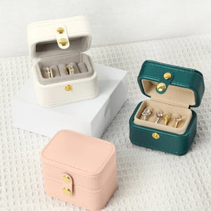 Small Travel Jewelry Organizer PU Leather Box for Earrings Rings