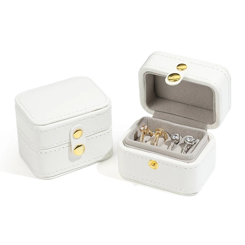 Small Travel Jewelry Organizer PU Leather Box for Earrings Rings